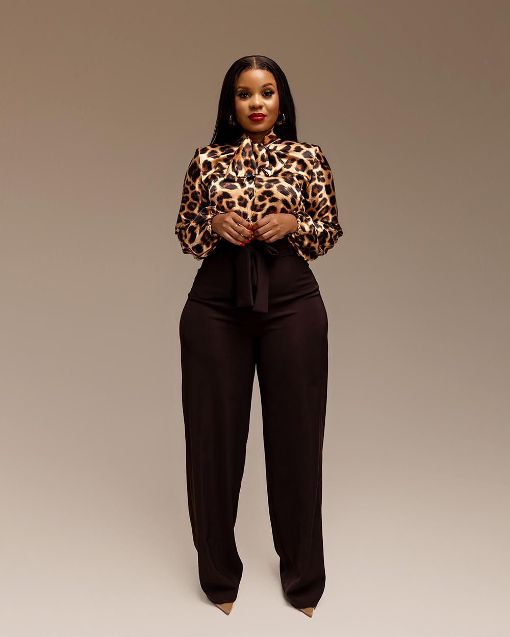 Flat front pants-chocolate brown