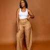 Sand cuffed hem flat front pants